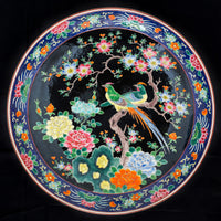 Large Japanese Meiji Period Arita Yamatoku Famille Noir Charger