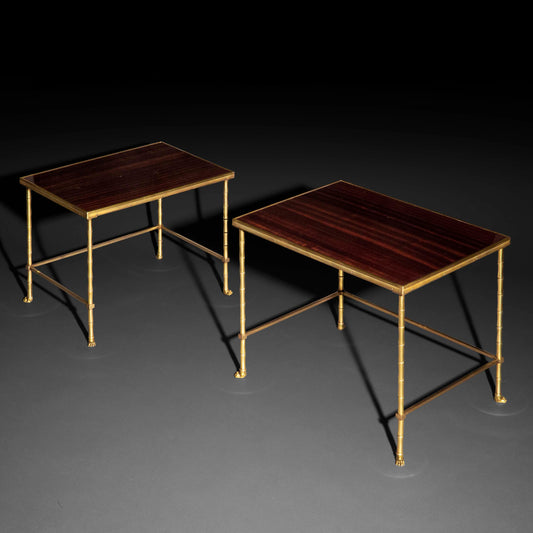 Pair of Midcentury Brass Low Tables in the style of Maison Baguès