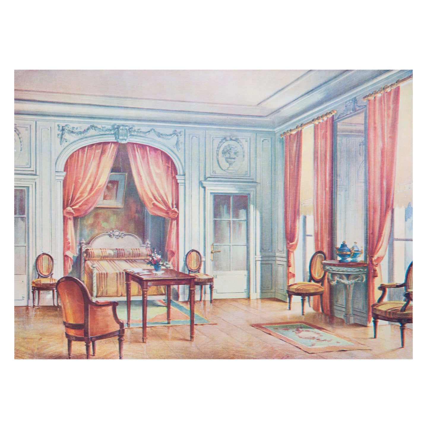 Set of Twelve Antique French Interior Decor Prints