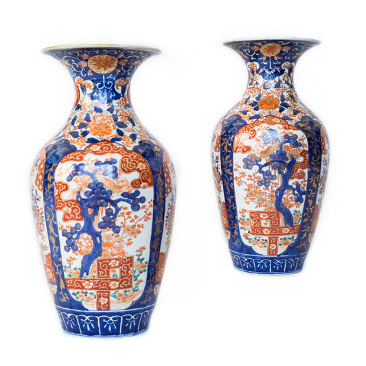 Pair of Large Meiji Period Imari Vases