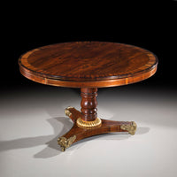 Fine Regency Rosewood, Calamander and Ebony, Brass Inlaid and Gilt Table