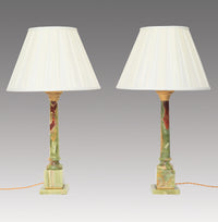 Pair of Large Onyx Table Lamps
