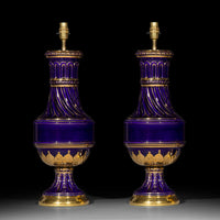 Pair of Antique French Blue Vase Lamps