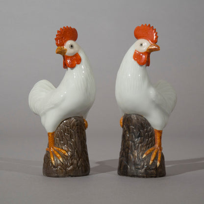 Pair of Chinese Export Cockerels