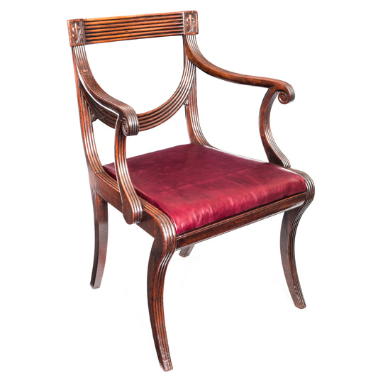 Fine Regency Mahogany Klismos Armchair