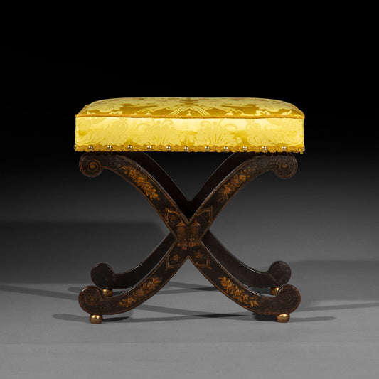 Regency Chinoiserie X-Frame Stool