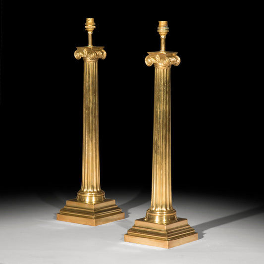 Pair of Ionic Column Table Lamps