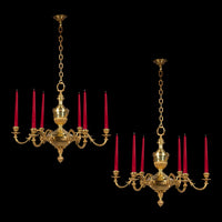 Pair of Robert Adam Style Bronze Chandeliers