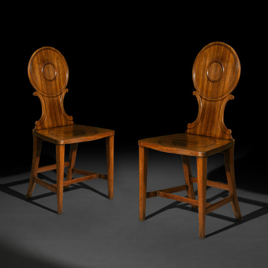 Pair of George III Chippendale Hall Chairs