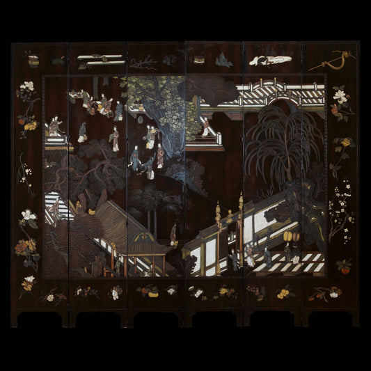 Large Chinese Export Coromandel Lacquer Screen