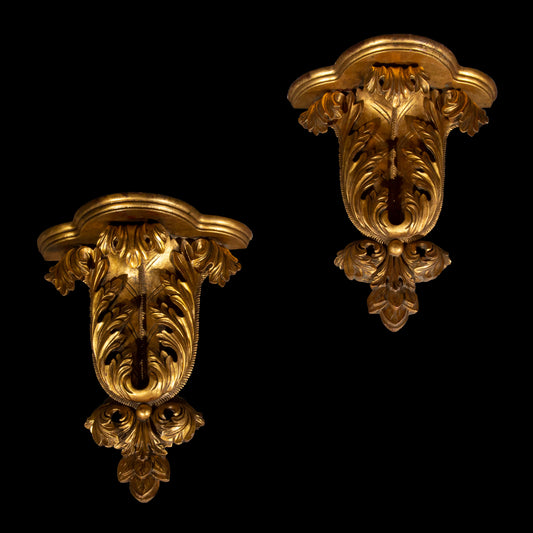 Large Pair of Giltwood Acanthus Wall Brackets