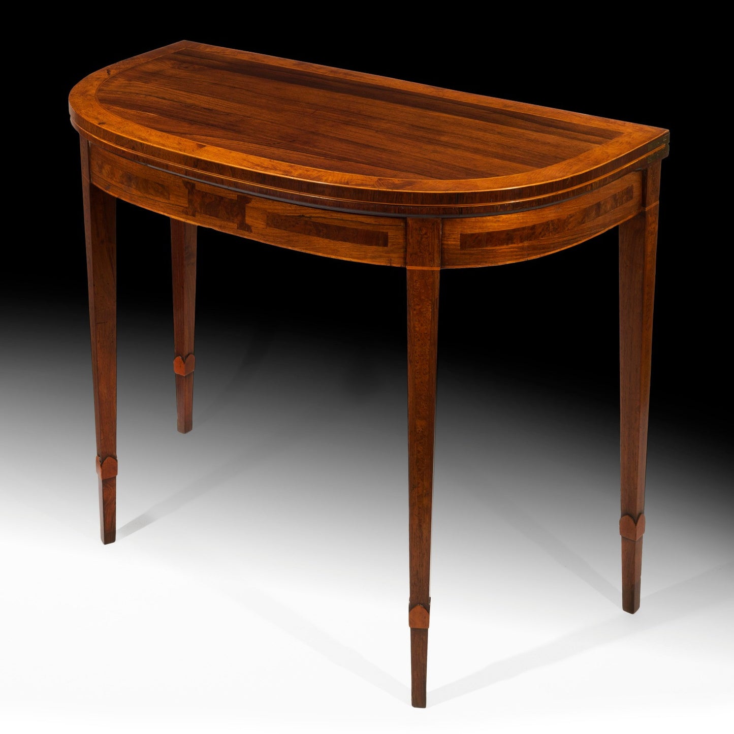 Fine George III Burr Yew and Fustic Inlaid Card Table