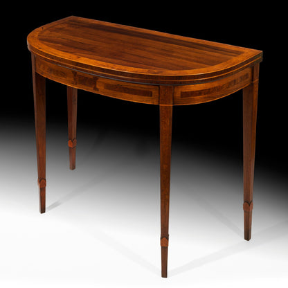 Fine George III Burr Yew and Fustic Inlaid Card Table