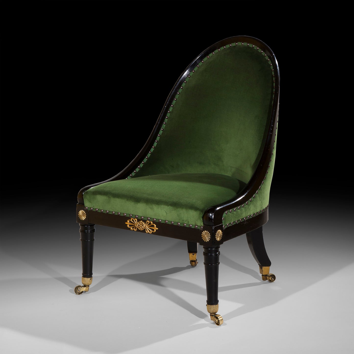 Regency Ebonised Brass Mounted 'Roman' Chair