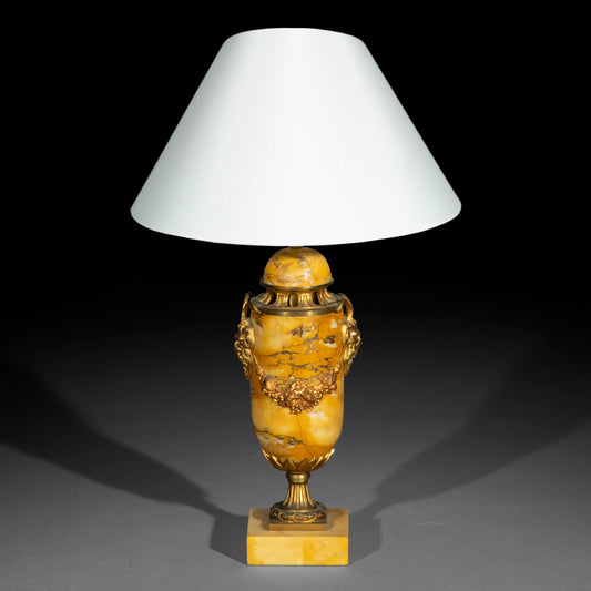 Antique Siena Marble Urn Table Lamp