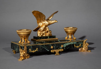 Antique Empire Style Marble and Ormolu Desk Stand