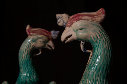 Large Pair of Chinese Porcelain Phoenix Birds