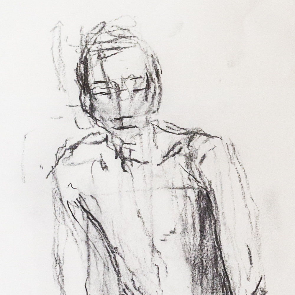 J. Dodd, Study of a Male Nude, Charcoal on Paper