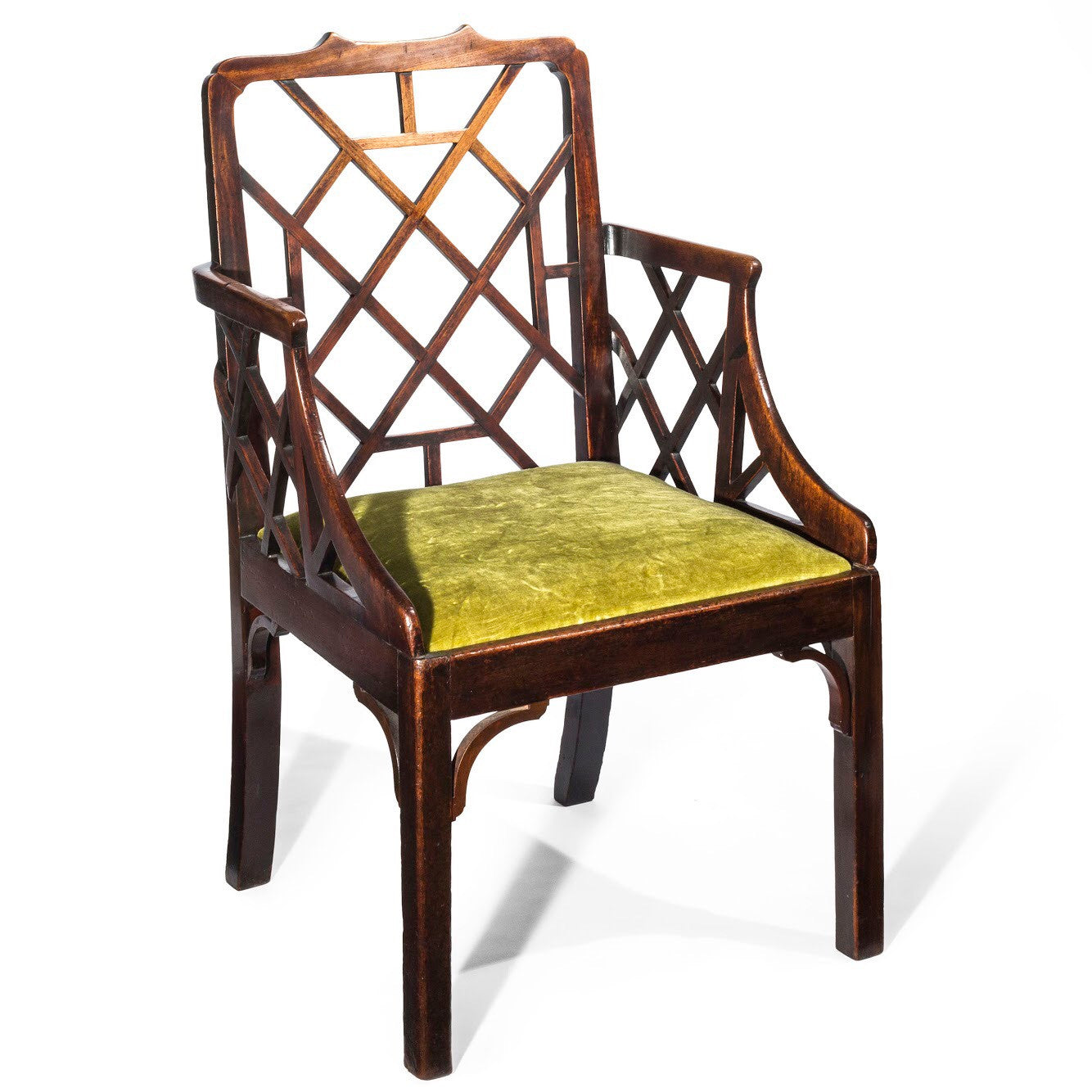 George III Chinese Chippendale "Cockpen" Armchair