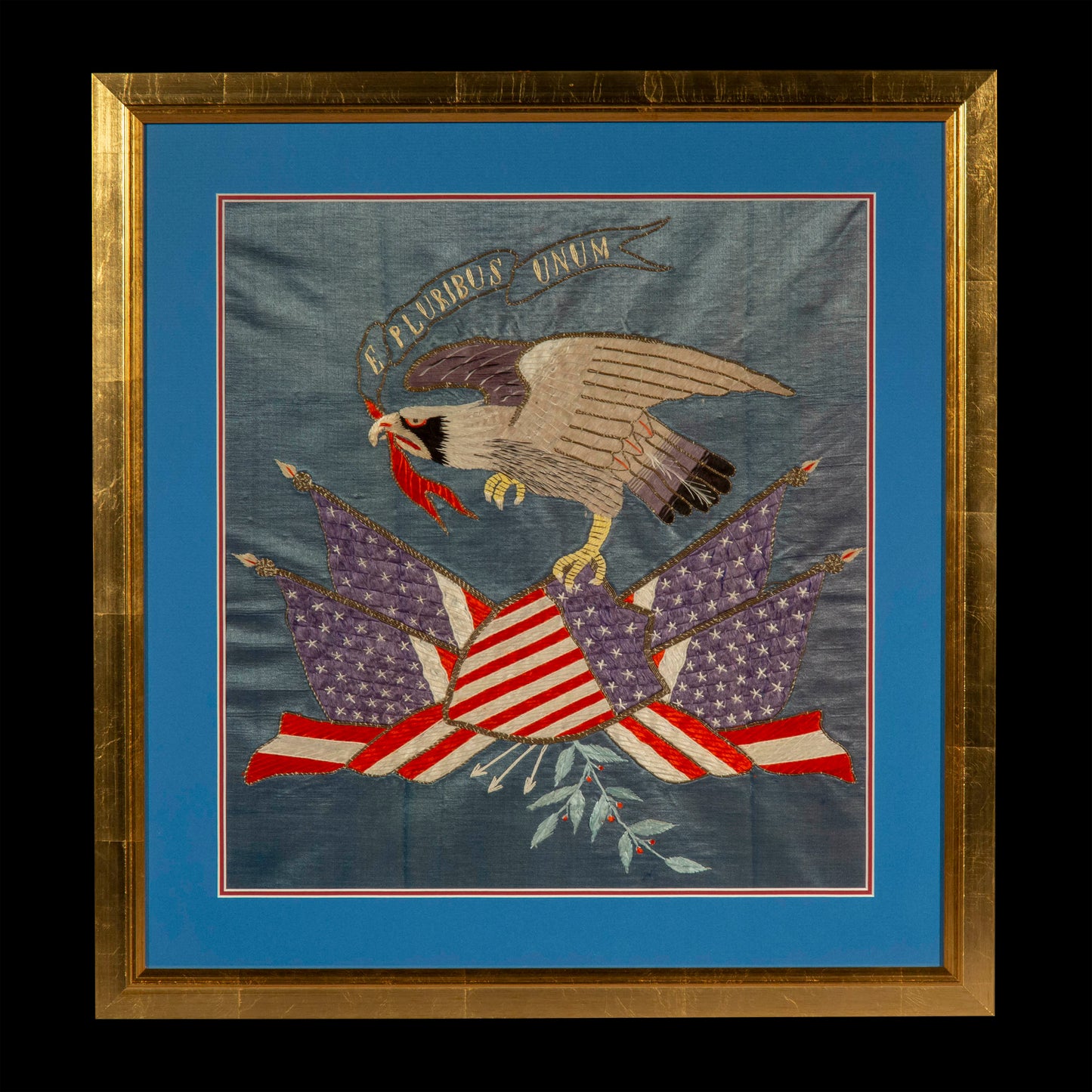 Early 20th Century Embroidered Picture of American Eagle