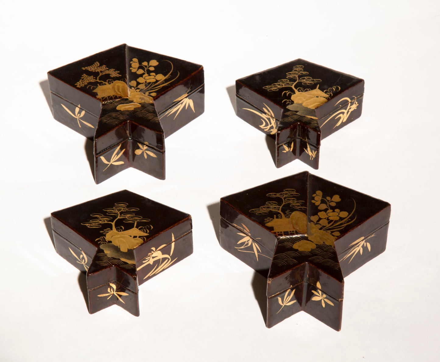 Set of Four 19th century Japanese Lacquer Boxes