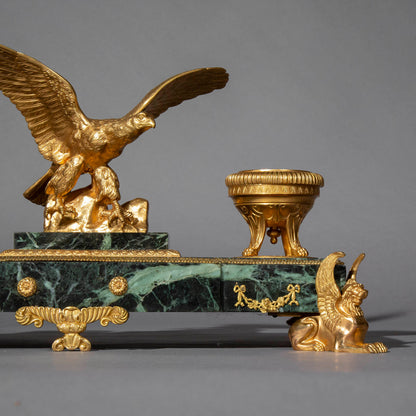 Antique Empire Style Marble and Ormolu Desk Stand