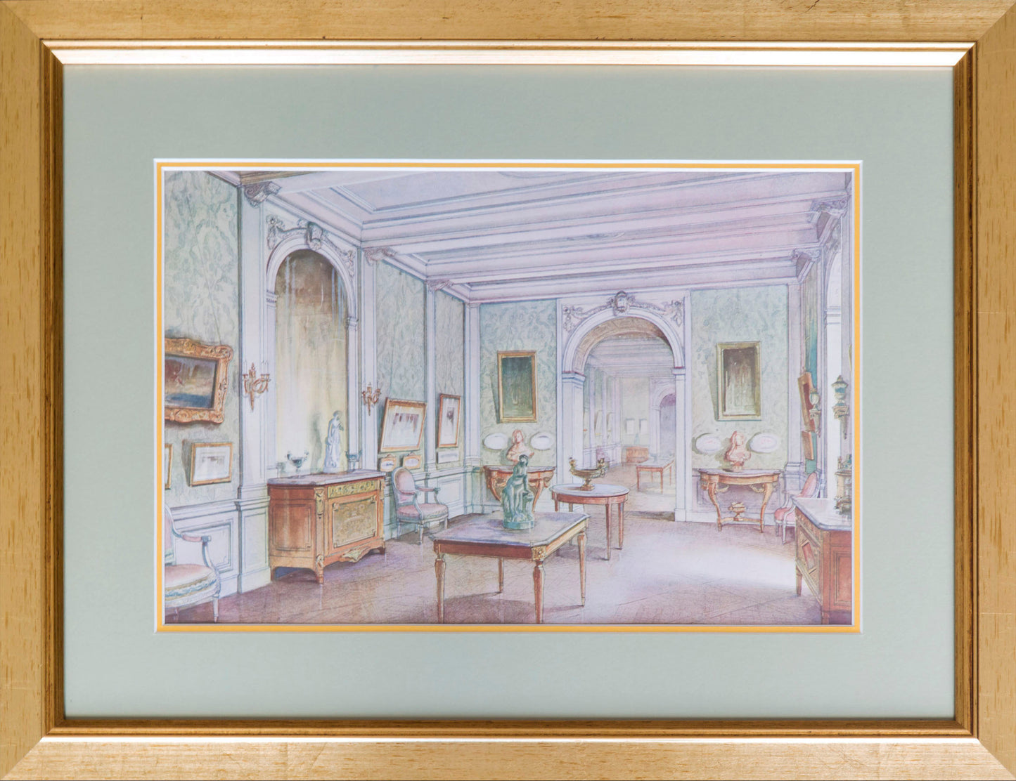 Twelve Antique French Interior Prints