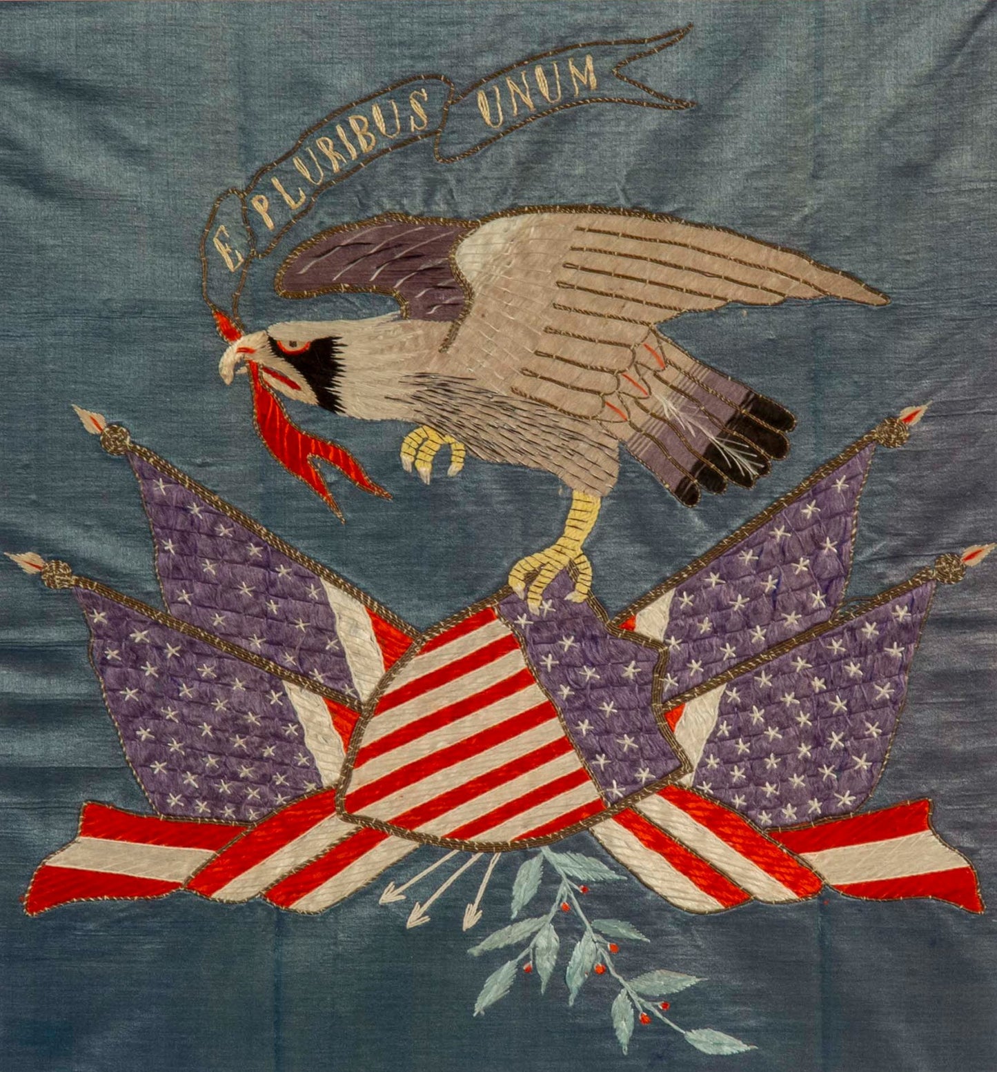 Early 20th Century Embroidered Picture of American Eagle