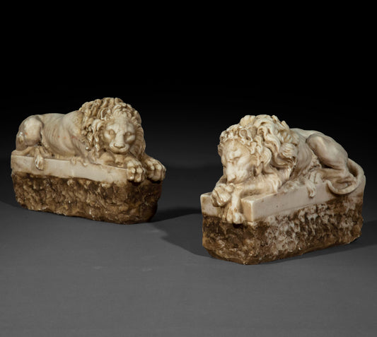 Pair of Canova Lions Sculptures