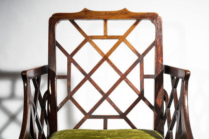 George III Chinese Chippendale "Cockpen" Armchair