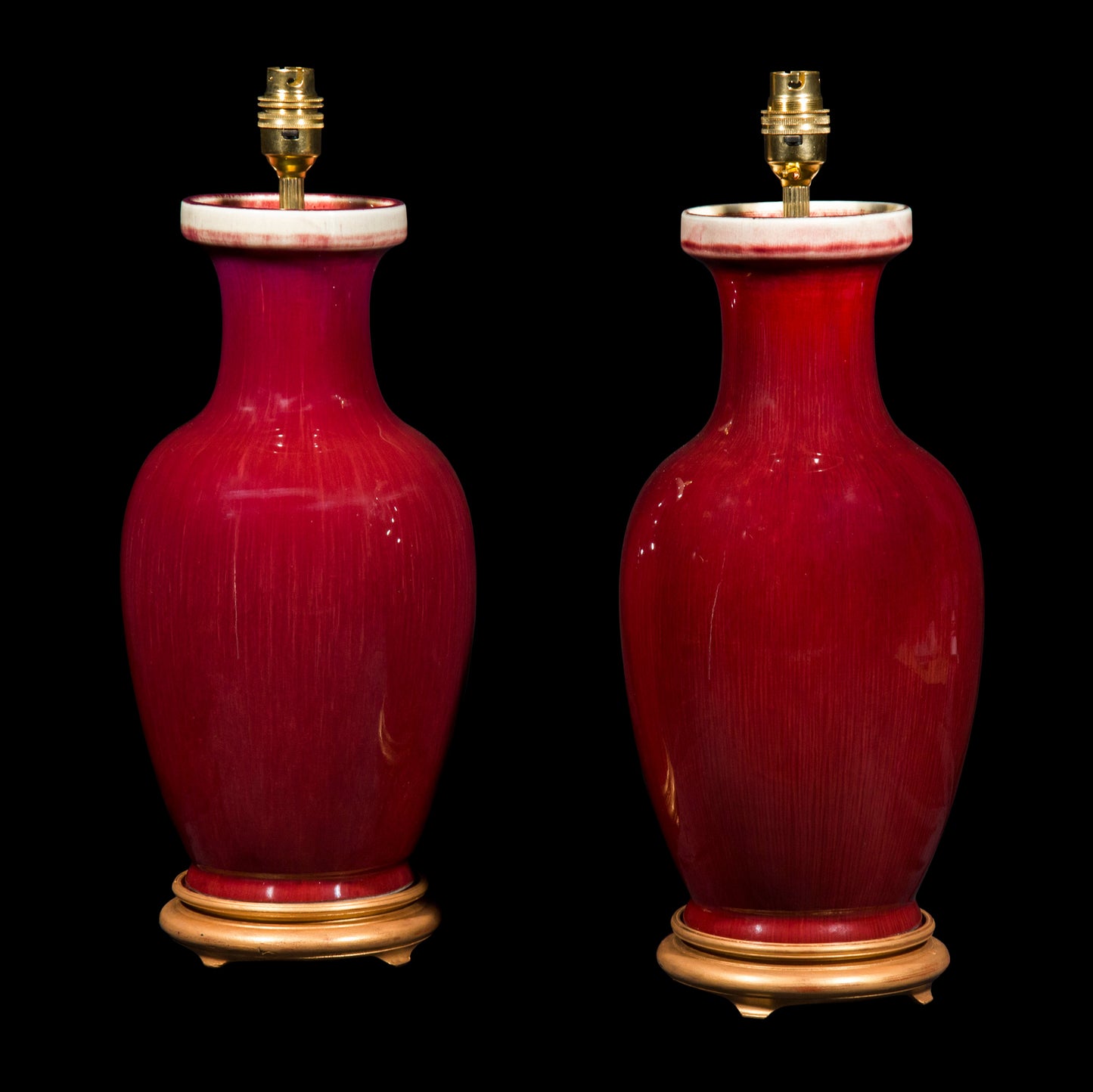 Pair of Chinese Oxblood Vase Lamps