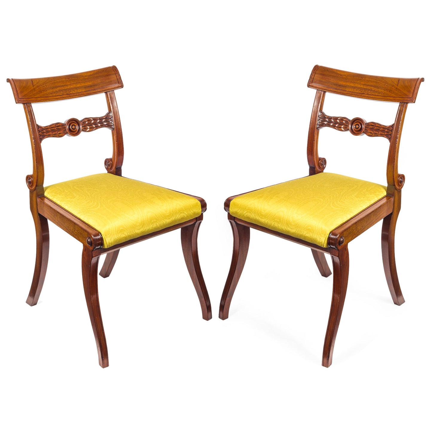 Set of Six Regency Mahogany Klismos Dining Chairs