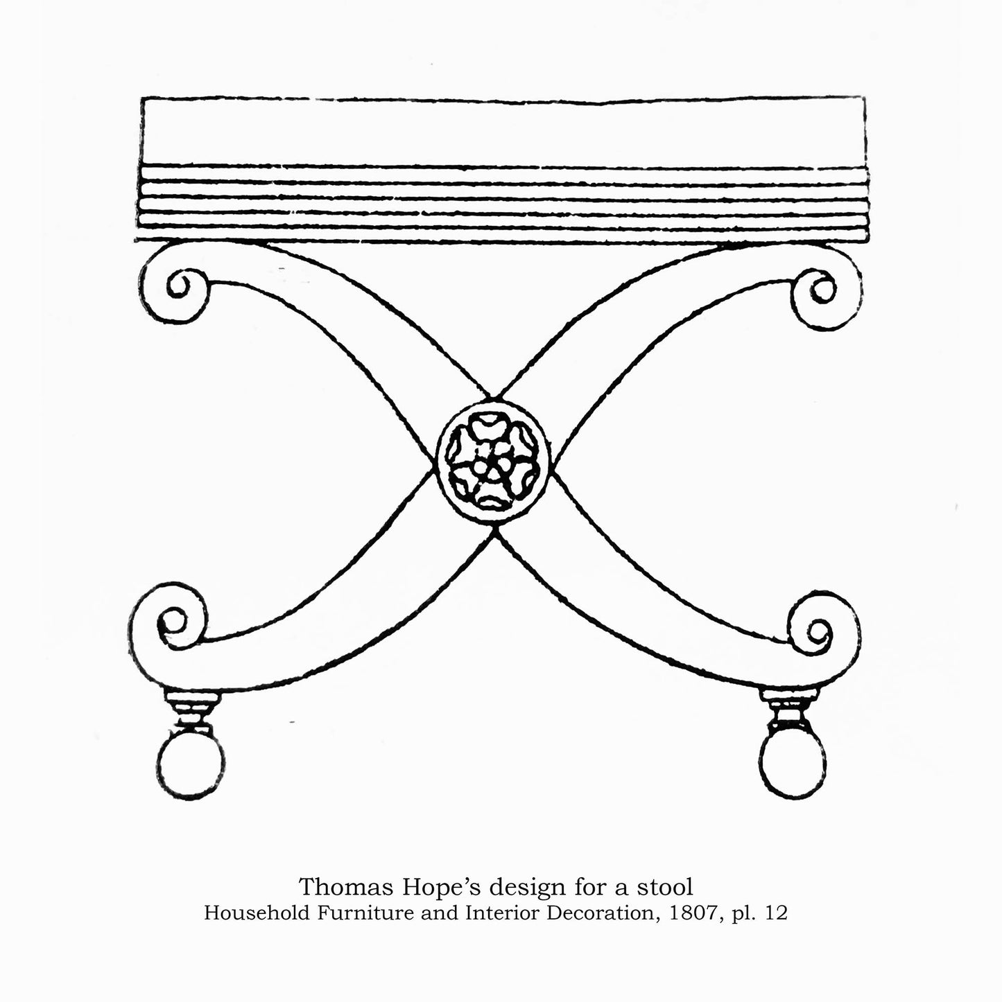 Fine Regency X-Frame Stool to a design by Thomas Hope