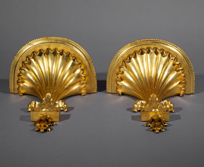 Pair of Neoclassical Giltwood Wall Brackets