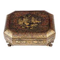 Antique 19th Century Chinoiserie Lacquer Jewelry Box