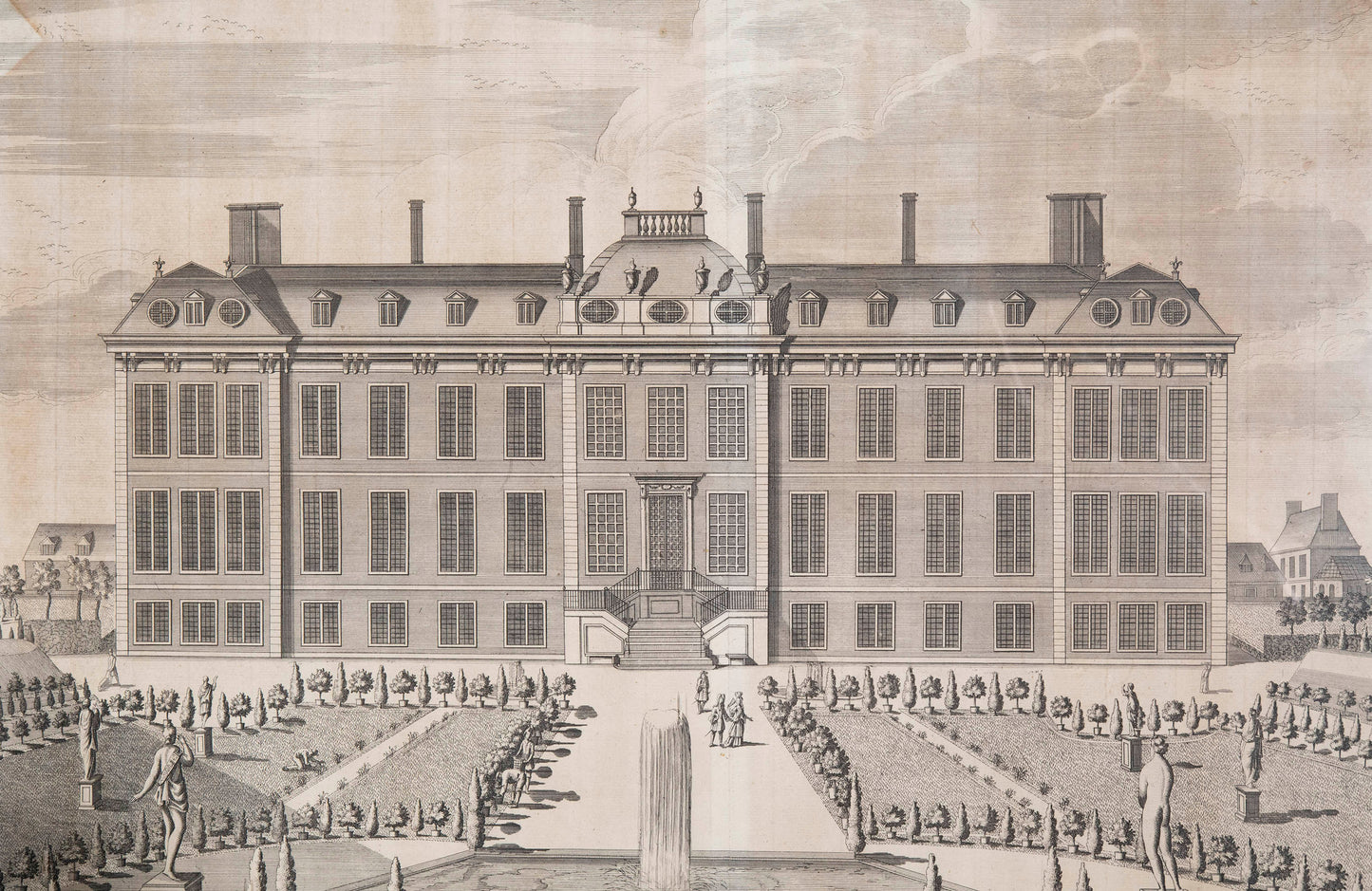 Large 18th Century Architectural Engraving of Montagu House