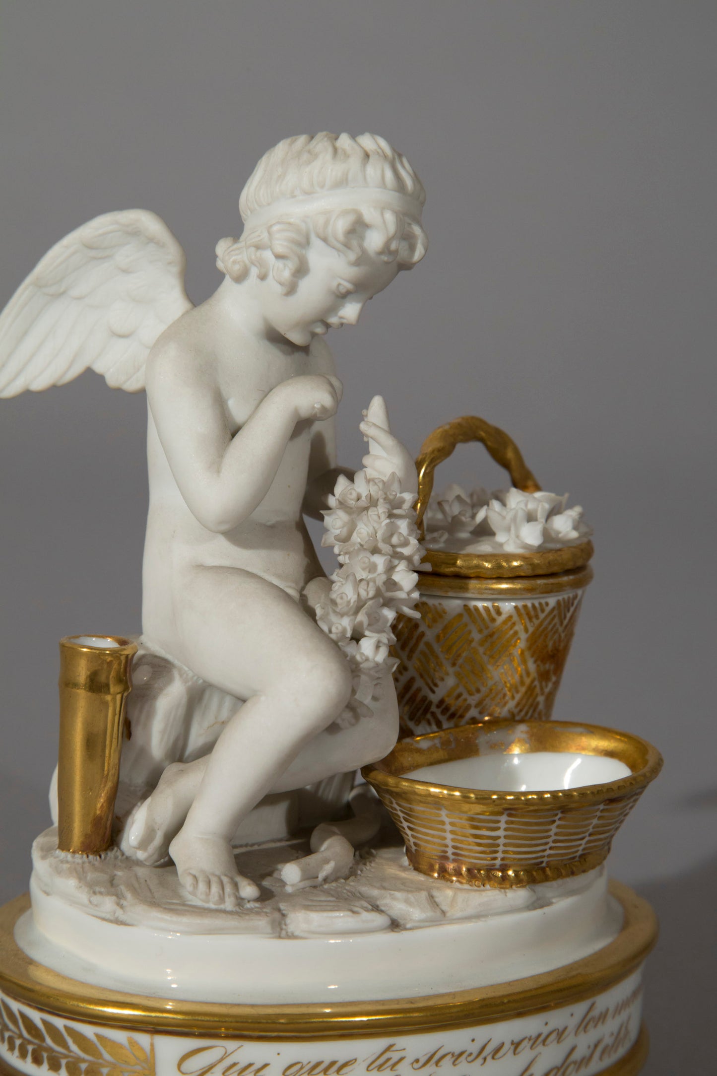 Antique Porcelain Cherub Figurine, French 19th Century