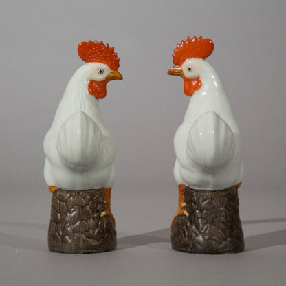 Pair of Chinese Export Cockerels