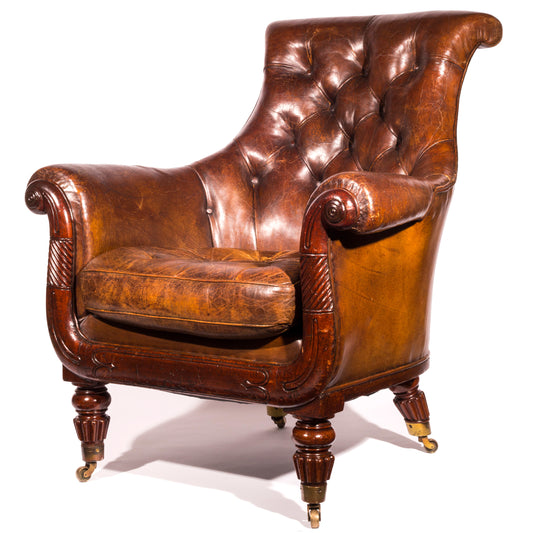 Regency Mahogany Library Armchair, Attributed to Gillows