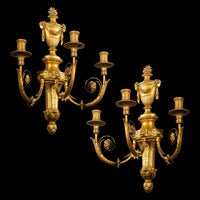 Pair of Robert Adam Style Giltwood Wall Sconces
