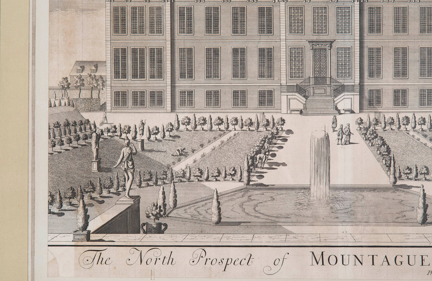 Large 18th Century Architectural Engraving of Montagu House