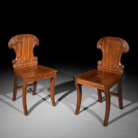 Pair of Irish Regency Hall Chairs