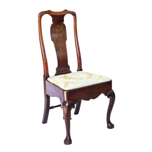 Fine George II Mahogany Chair Covered in Silk