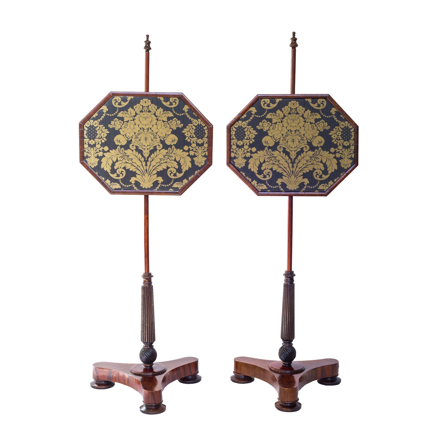 Fine Pair of Regency Rosewood Pole Screens