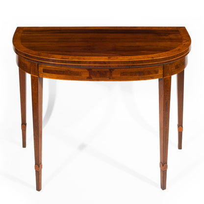 Fine George III Burr Yew and Fustic Inlaid Card Table