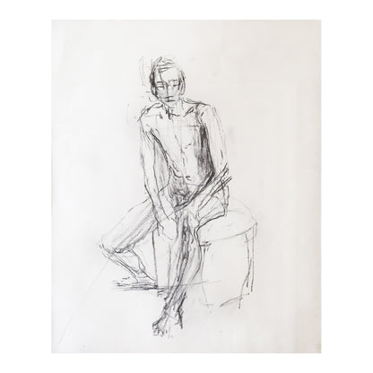 J. Dodd, Study of a Male Nude, Charcoal on Paper