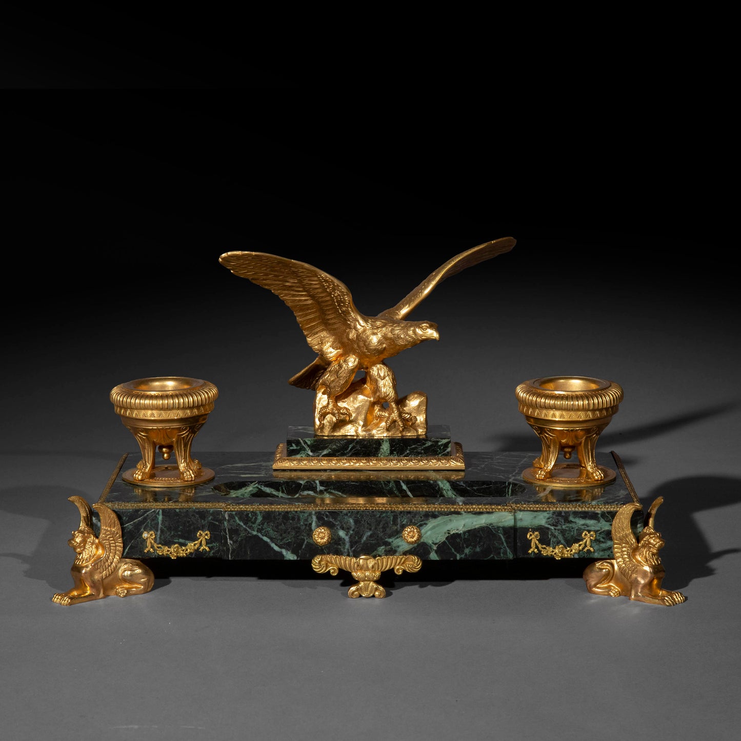 Antique Empire Style Marble and Ormolu Desk Stand