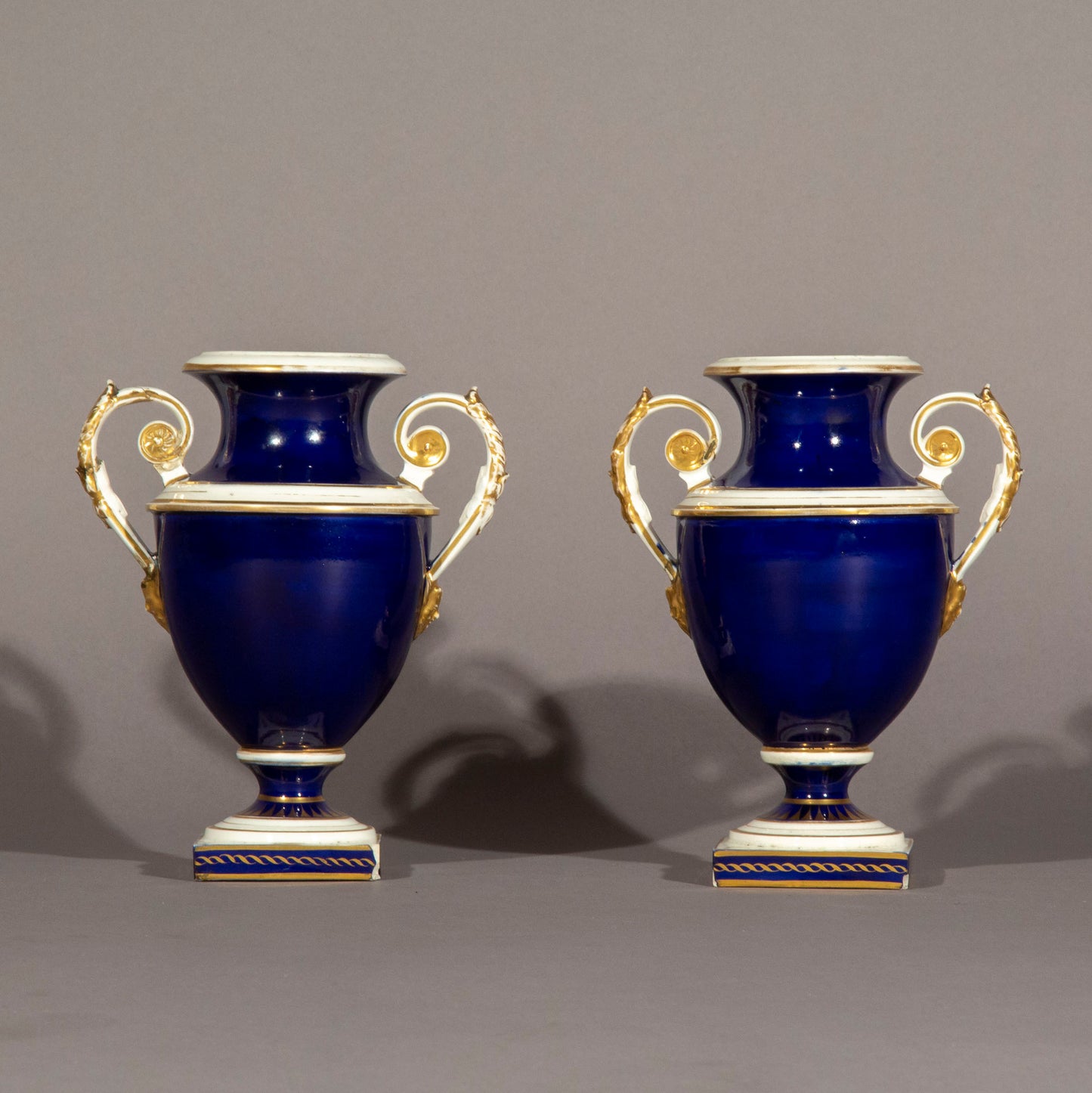 Set of Four Regency Derby Porcelain Neoclassical Vases