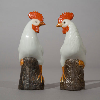 Pair of Chinese Export Cockerels