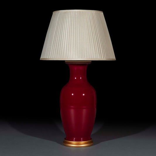 Large Chinese Red Glazed Vase Lamp